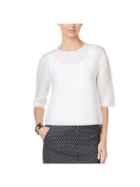 ANNE KLEIN Textured Semi Sheer Blouse